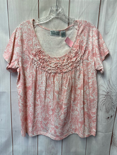 Shenanigans Women's Size L Pink Floral Short Sleeve Top