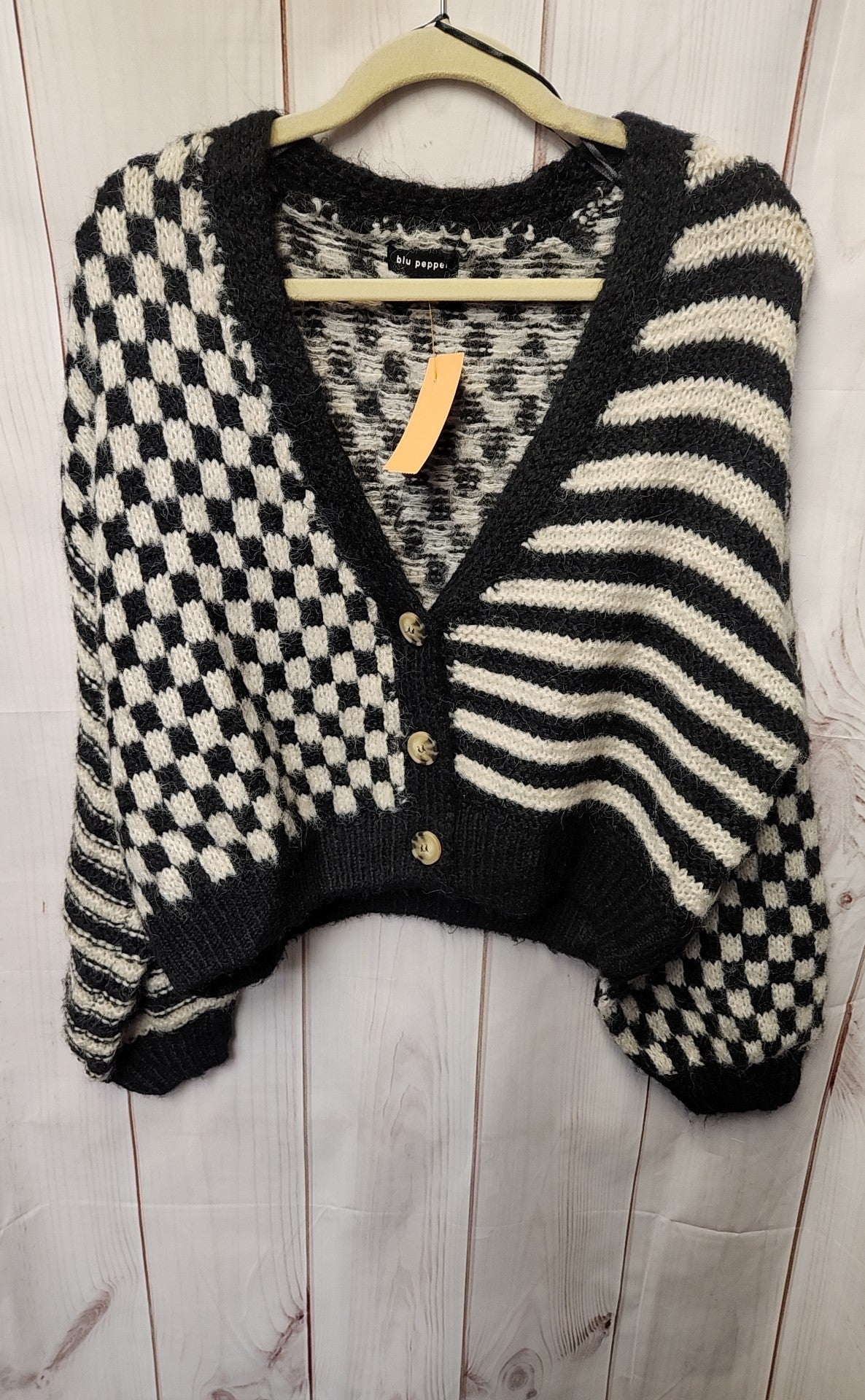 Blu Pepper Women's Size S Black & White Cardigan