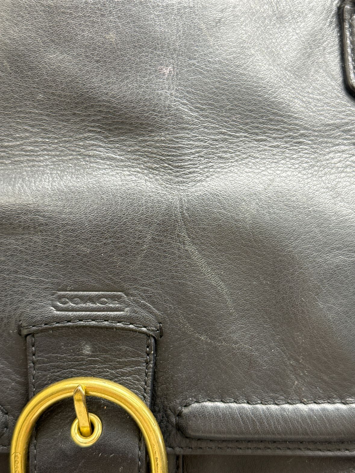 Coach F24683 Black Leather Purse Bag AS IS - wear on corners & marks