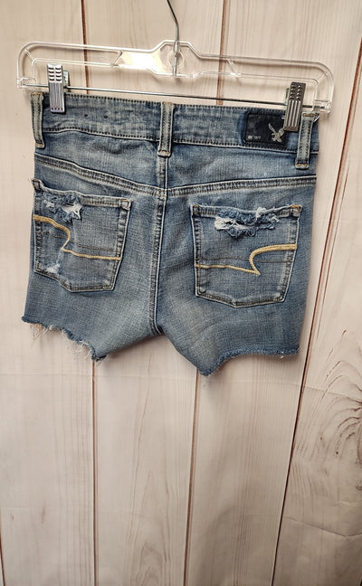 American Eagle Women's Size 0 Blue Short Sleeve Top Hi-Rise Shortie