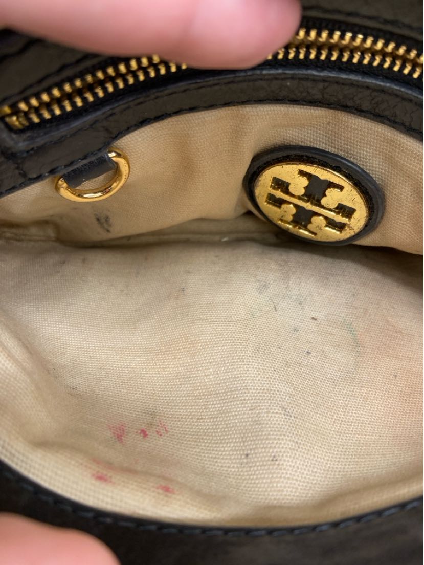 Tory Burch Black Leather Purse Bag AS IS - Stains