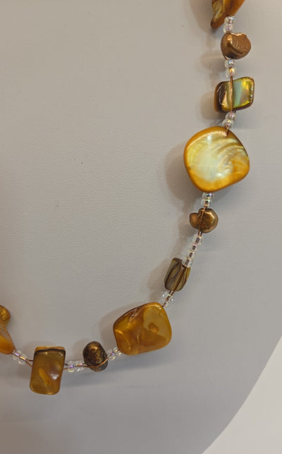 Orange Beaded Necklace & Earrings Jewelry Set