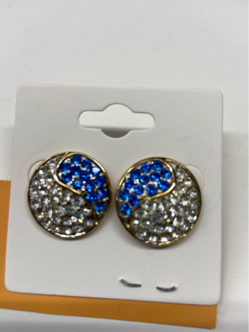 Trifari Gold Rhinestone Stud Earrings