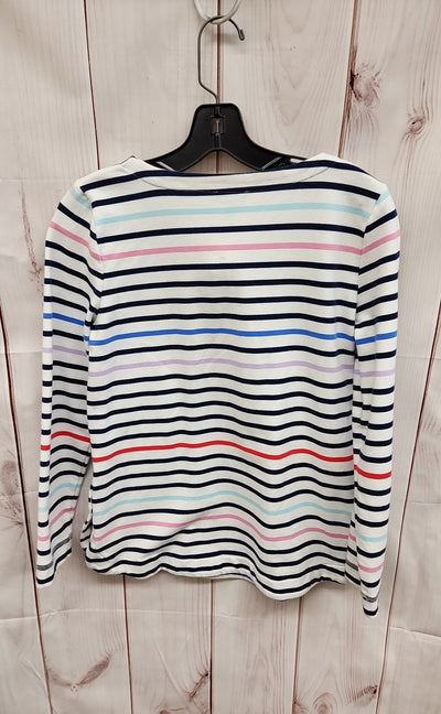Talbots Women's Size M Petite White Stripe Sweatshirt