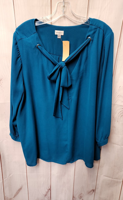 Avenue Women's Size 22/24 Teal Long Sleeve Top