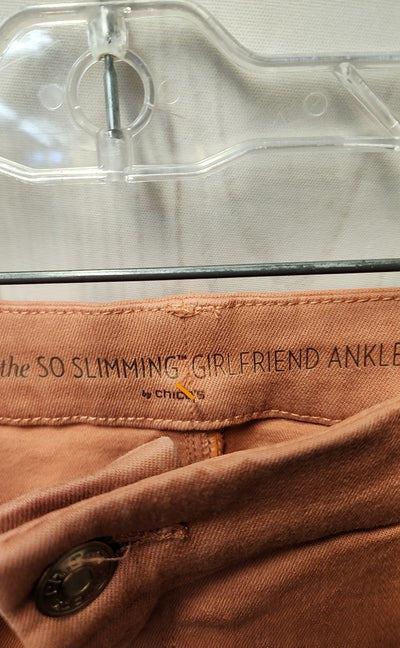 Chico's Women's Size 2 = US 8 Peach Pants So Slimming Girlfriend Ankle