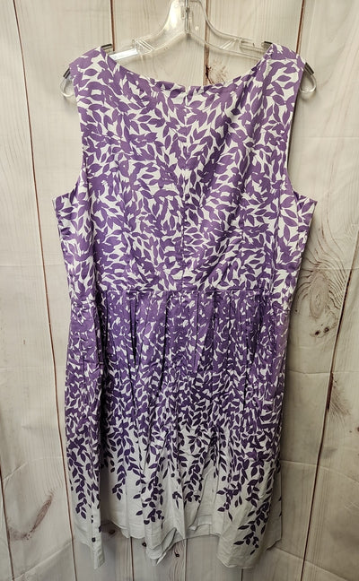 Talbots Women's Size 16 White & Purple Floral Dress