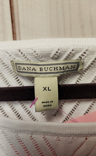 Dana Buchman Women's Size XL White 3/4 Sleeve Top