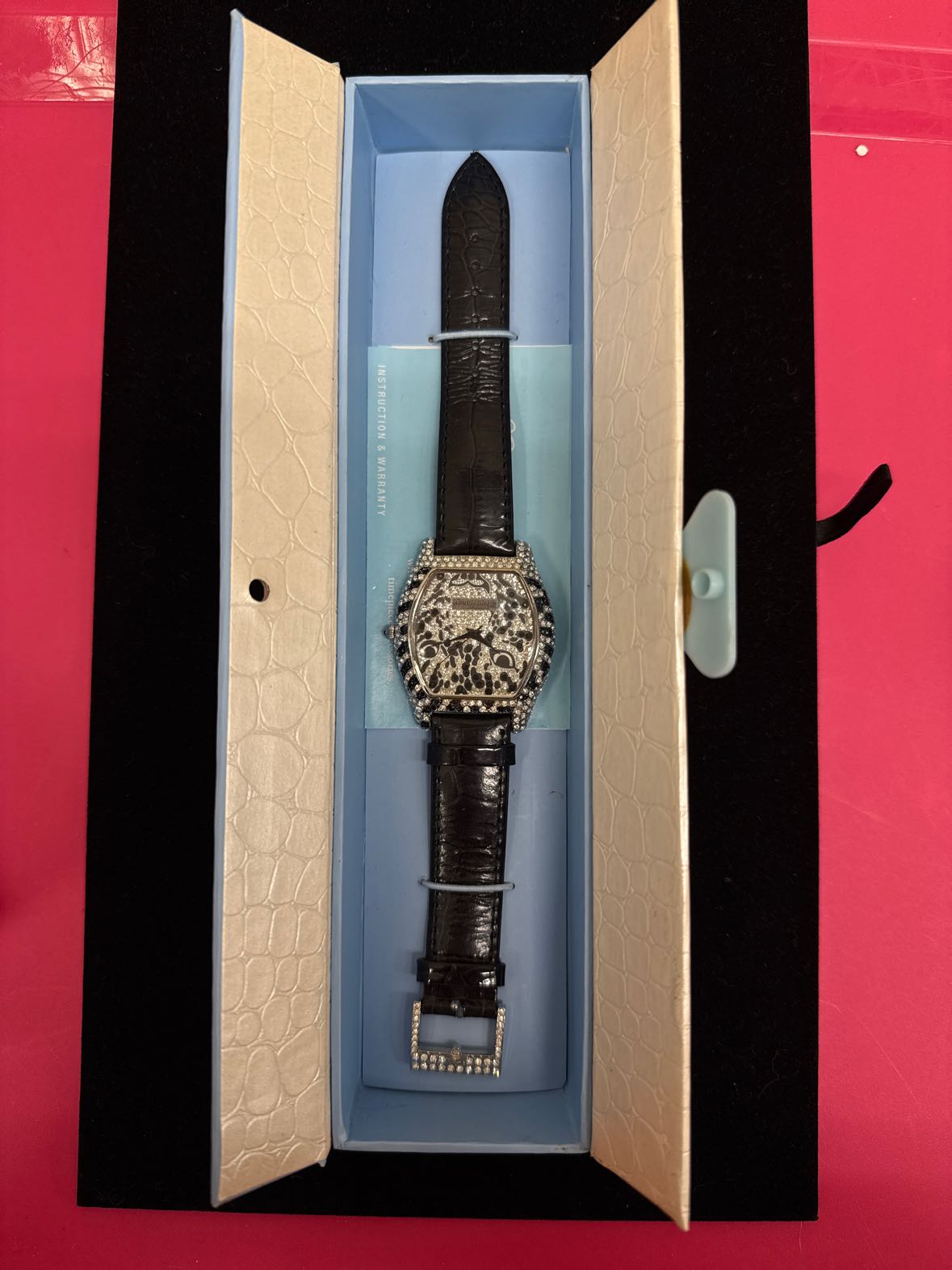 NIB Arm Candy Black Leather Watch