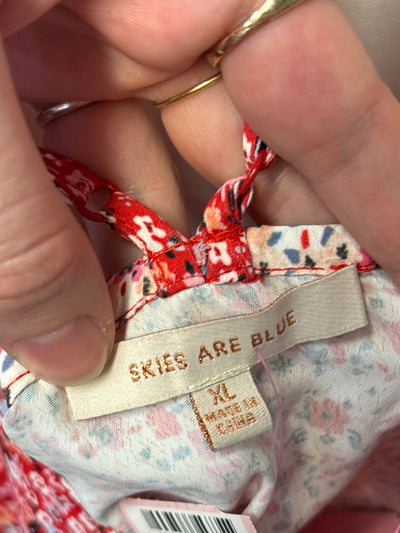 Skies are Blue Women's Size XL Red Floral Sleeveless Top