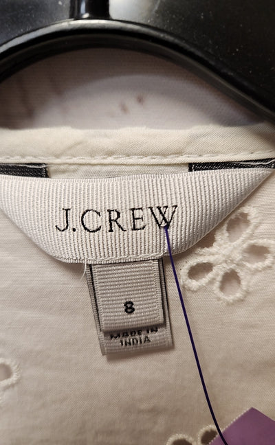 J Crew Women's Size 8 White Long Sleeve Top