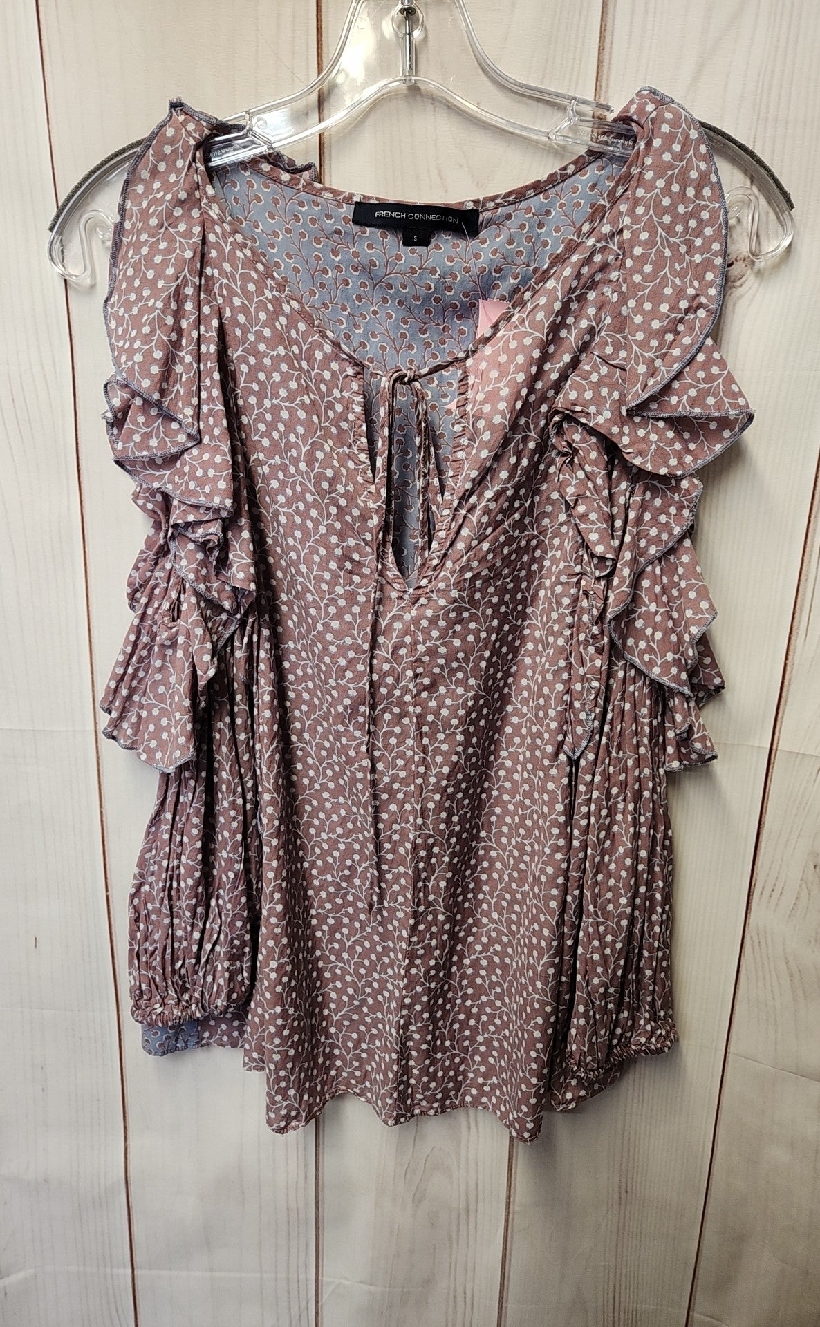 French Connection Women's Size S Purple Floral Cold Shoulder Top