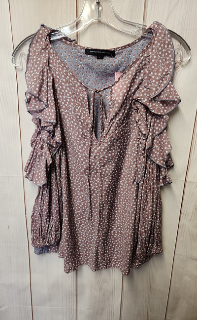 French Connection Women's Size S Purple Floral Cold Shoulder Top