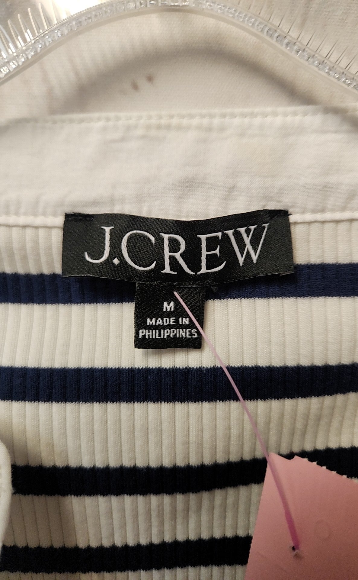 J Crew Women's Size M White & Blue Short Sleeve Top