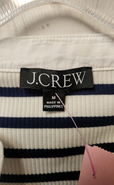 J Crew Women's Size M White & Blue Short Sleeve Top