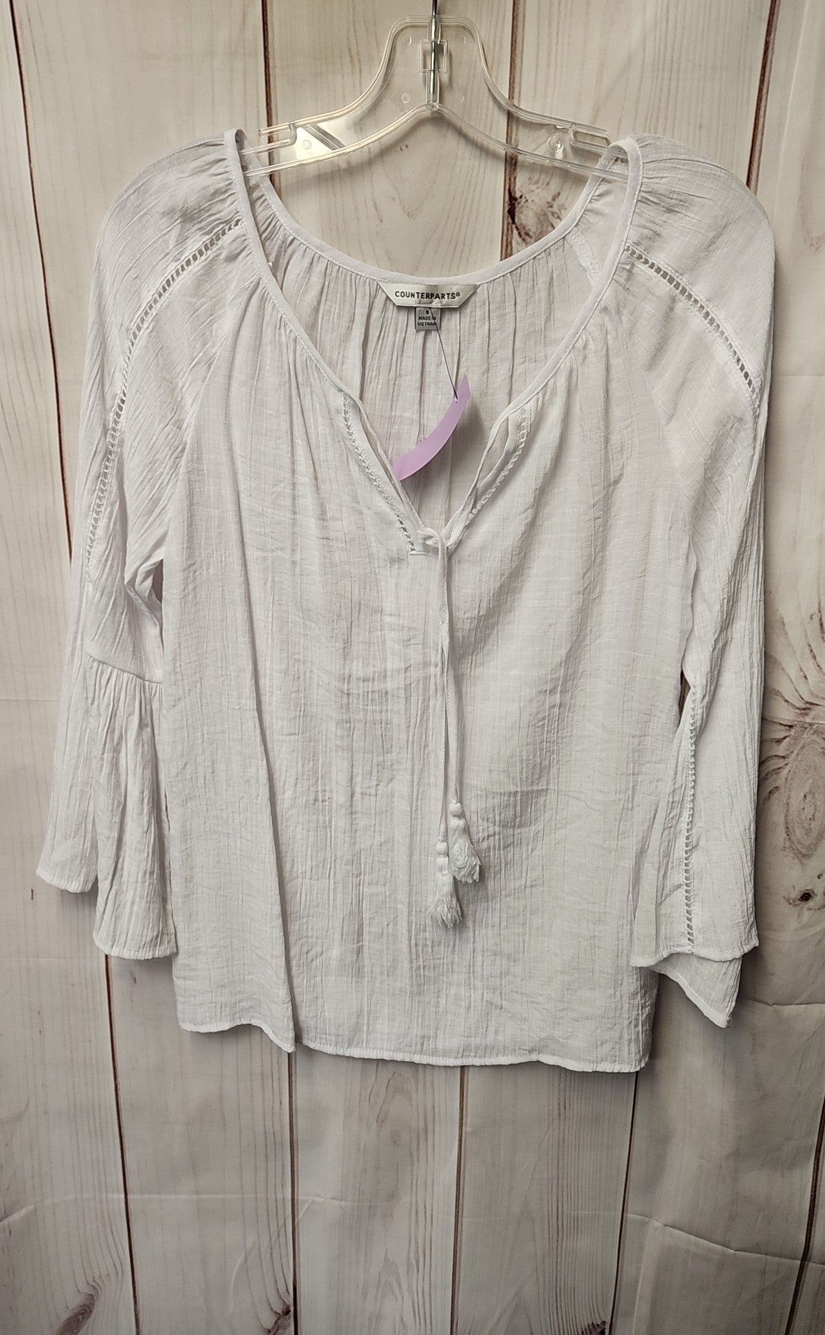 Counterparts Women's Size S White 3/4 Sleeve Top