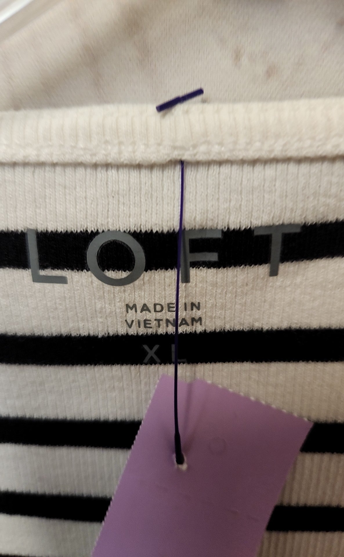 Loft Women's Size XL White & Black Short Sleeve Top