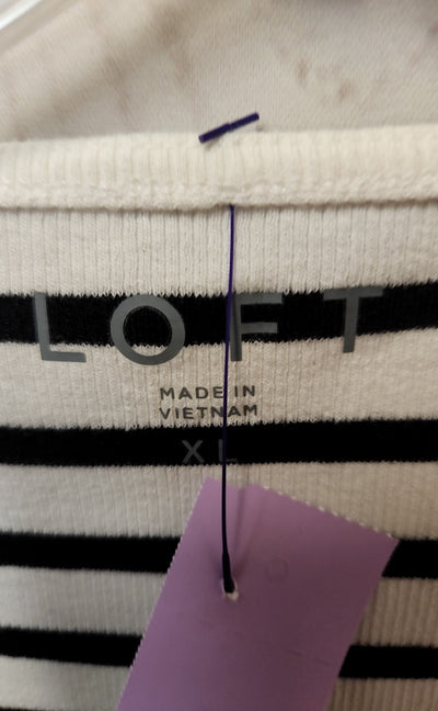 Loft Women's Size XL White & Black Short Sleeve Top
