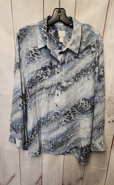 Chico's Women's Size 3 = US XL Blue Long Sleeve Top