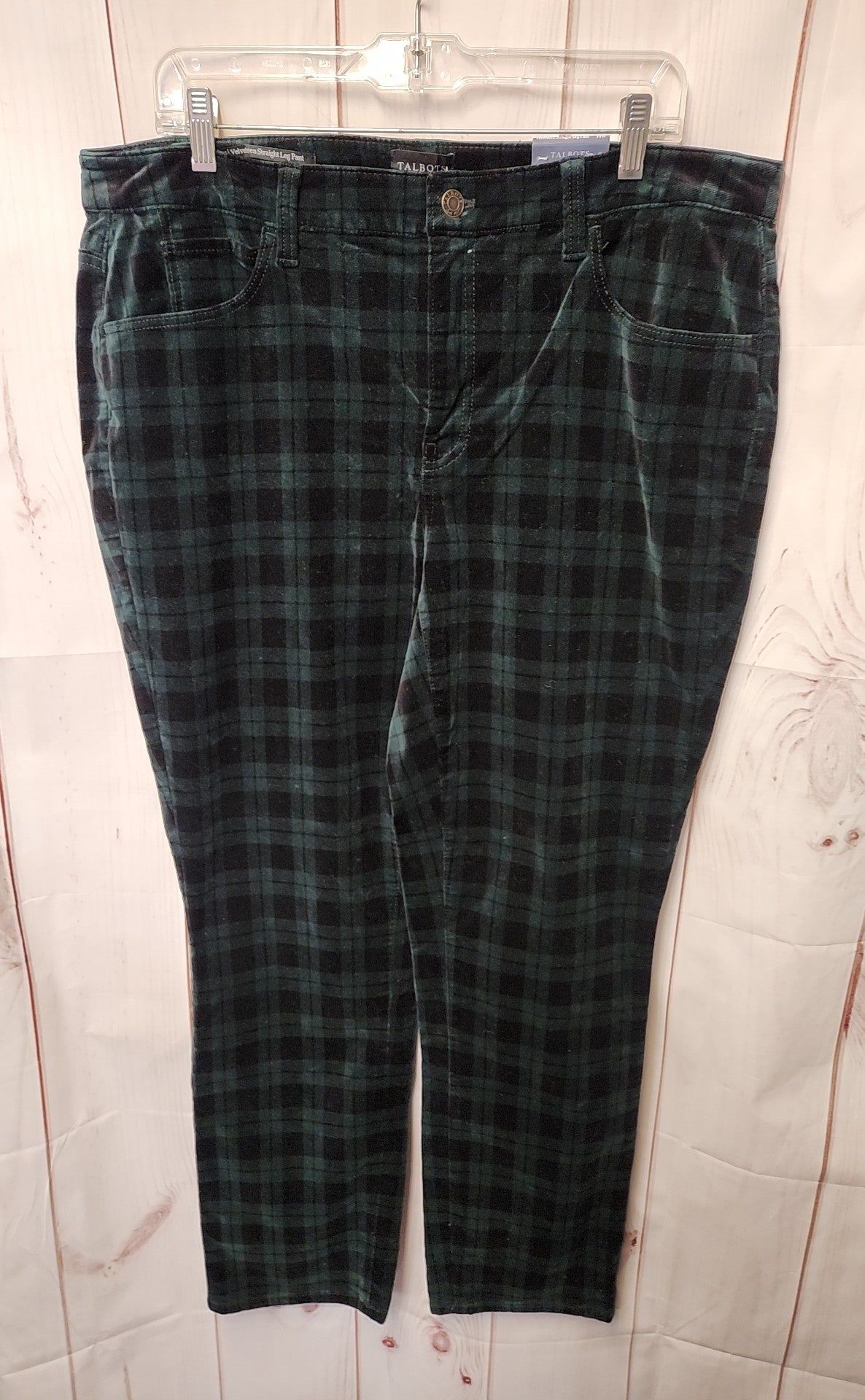 NWT Talbots Women's Size 14 Green Pants Veleveteen Straight Leg