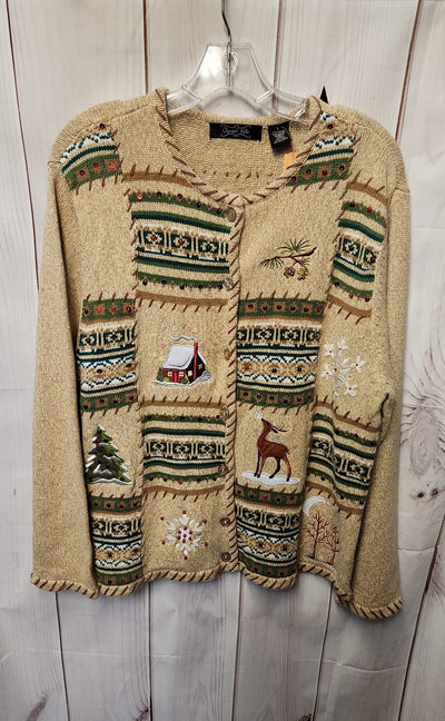 Crystal Kobe Women's Size L Beige Cardigan