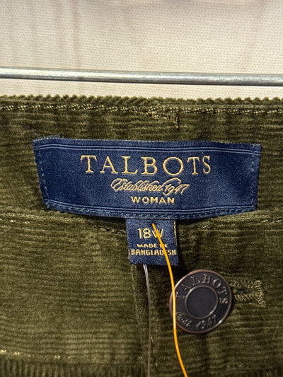 NWT Talbots Women's Size 18 Brown Corduroy Pants