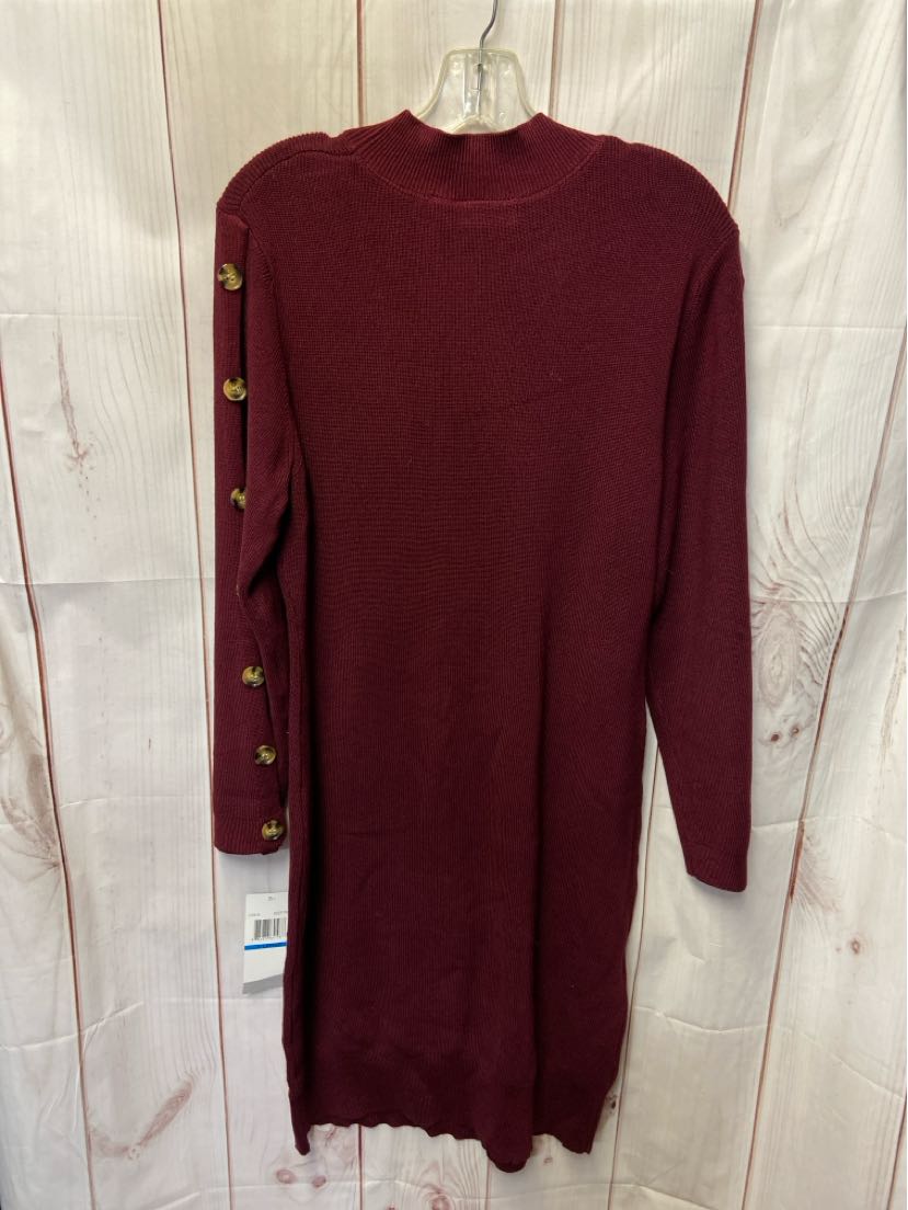 Nina Leonard Women's Size XL Maroon Knit Dress