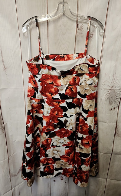 White House Black Market Women's Size 16 White & Red Floral Dress