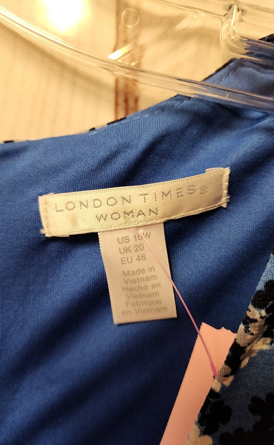 London Times Women's Size 16 Blue Floral Dress