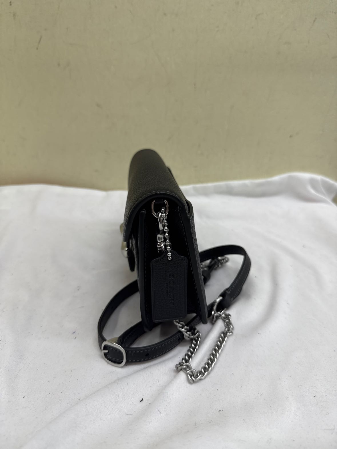 NWT Coach Tabby Chain Clutch Black Leather Purse Bag