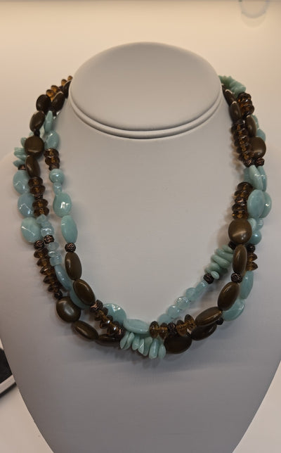 Blue & Brown Beaded Necklace