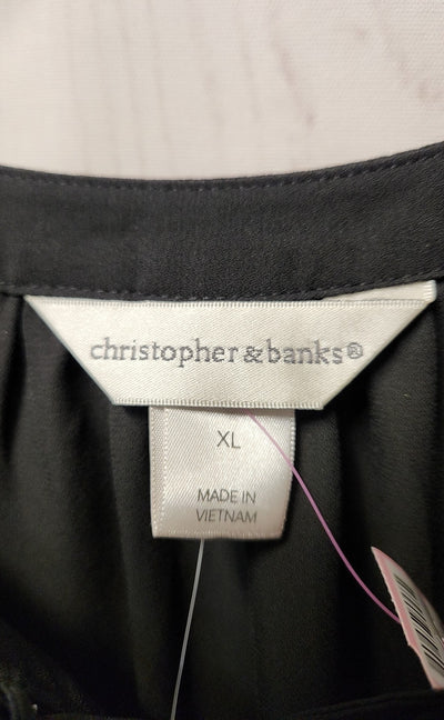 Christopher & Banks Women's Size XL Black Short Sleeve Top