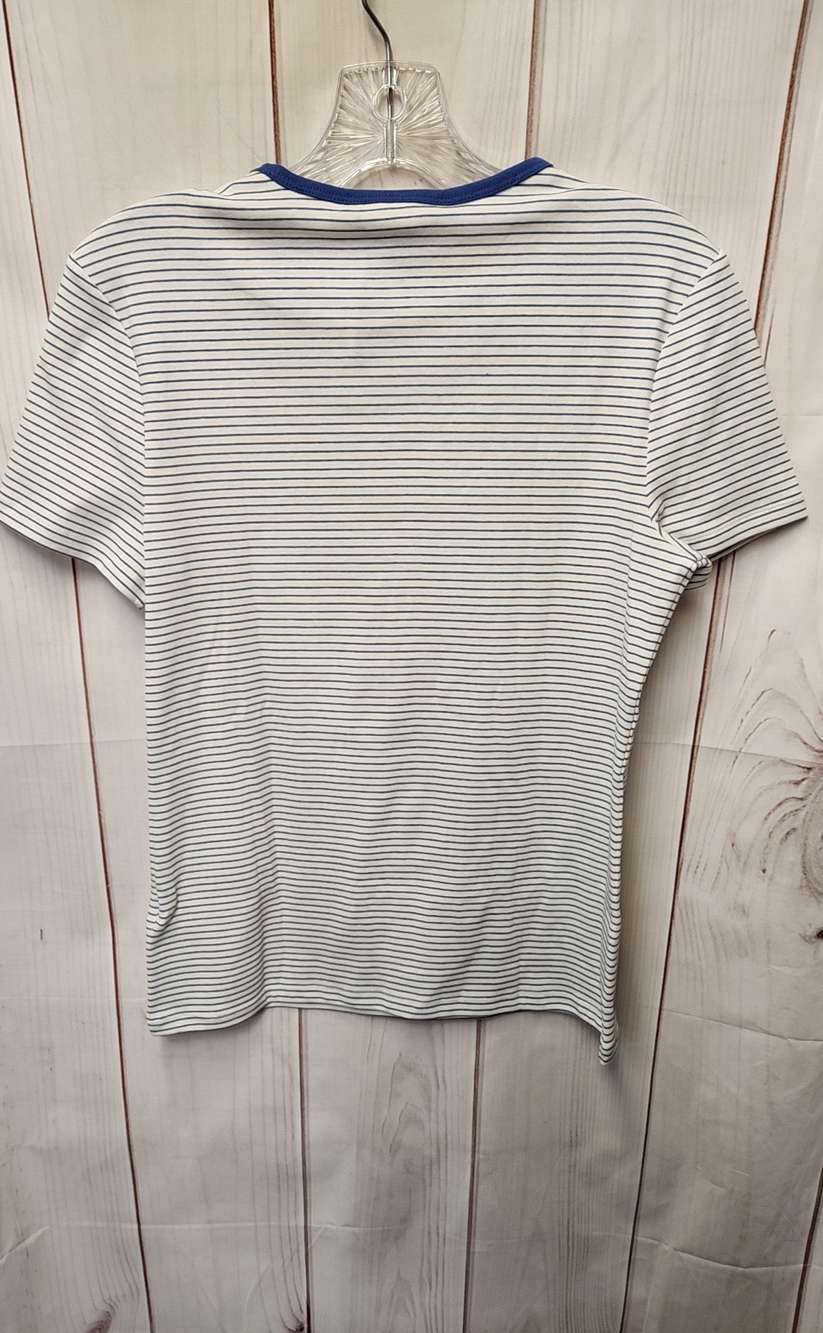 NWT Lauren by Ralph Lauren Women's Size M White & Blue Short Sleeve Top