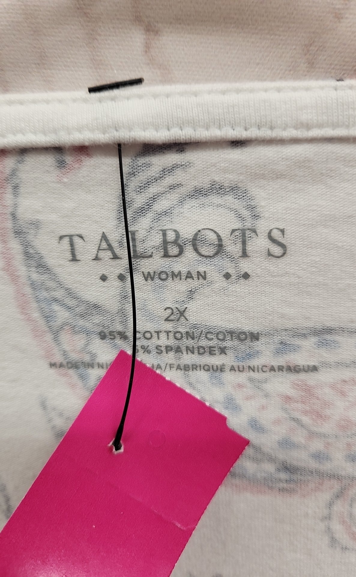 Talbots Women's Size 2X White 3/4 Sleeve Top