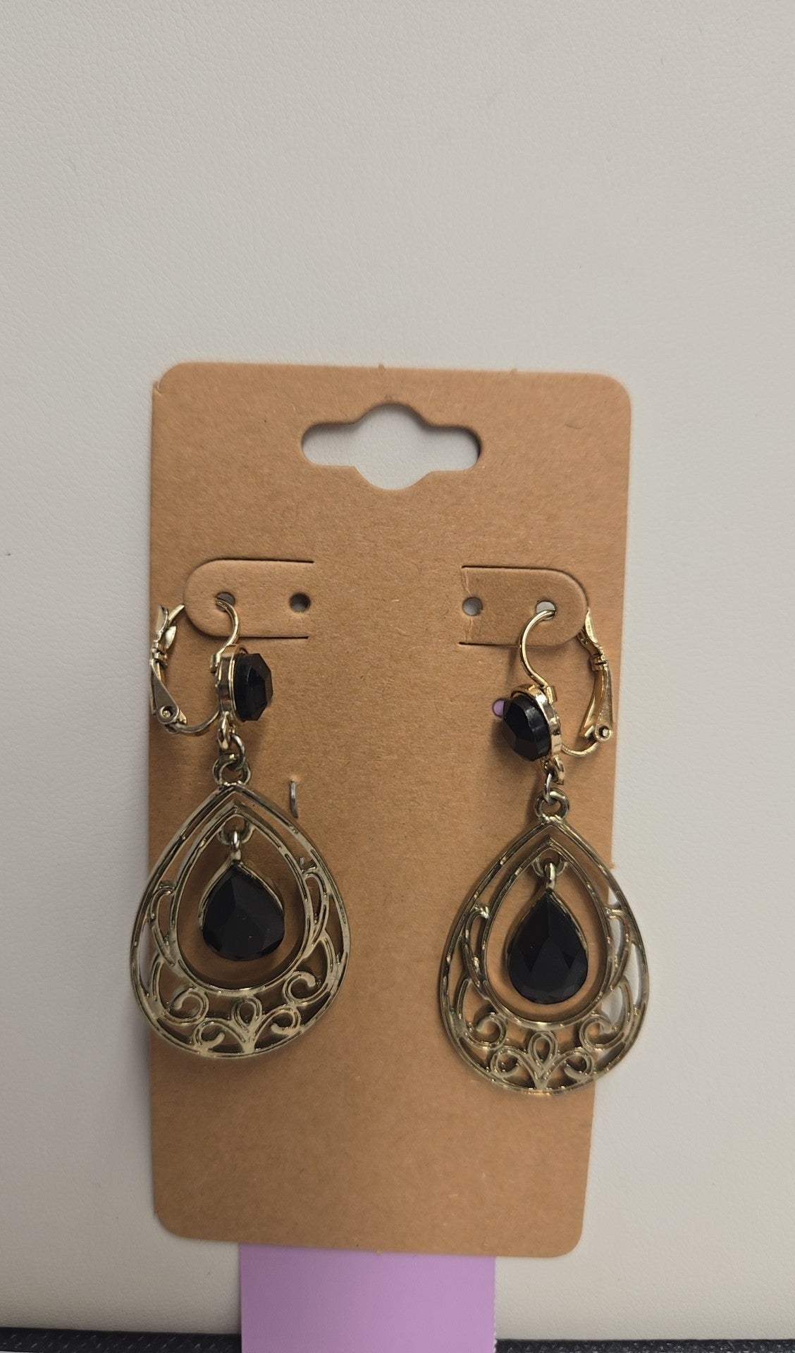 Gold & Black Drop Earrings
