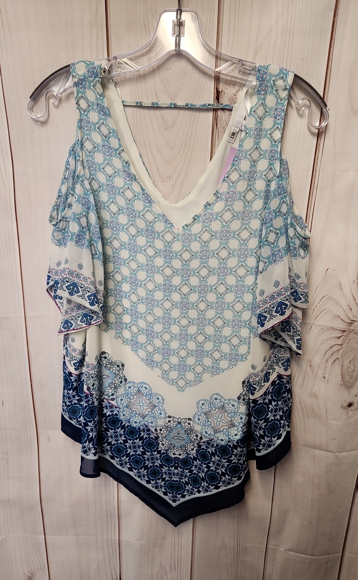 Dr2 Women's Size S Blue Cold Shoulder Top