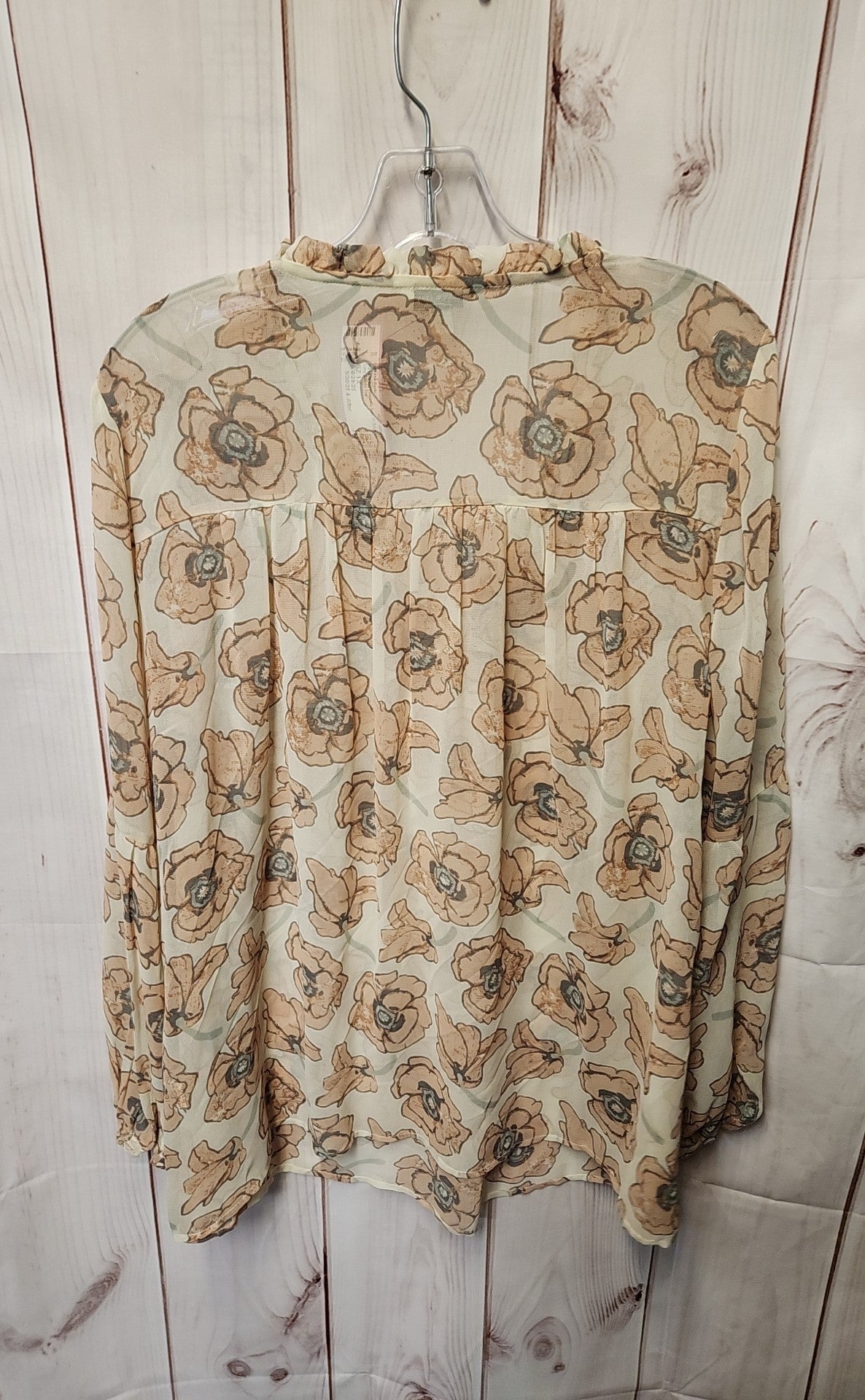 Lucky Brand Women's Size 1X Beige Floral Long Sleeve Top