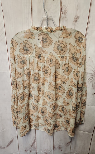 Lucky Brand Women's Size 1X Beige Floral Long Sleeve Top