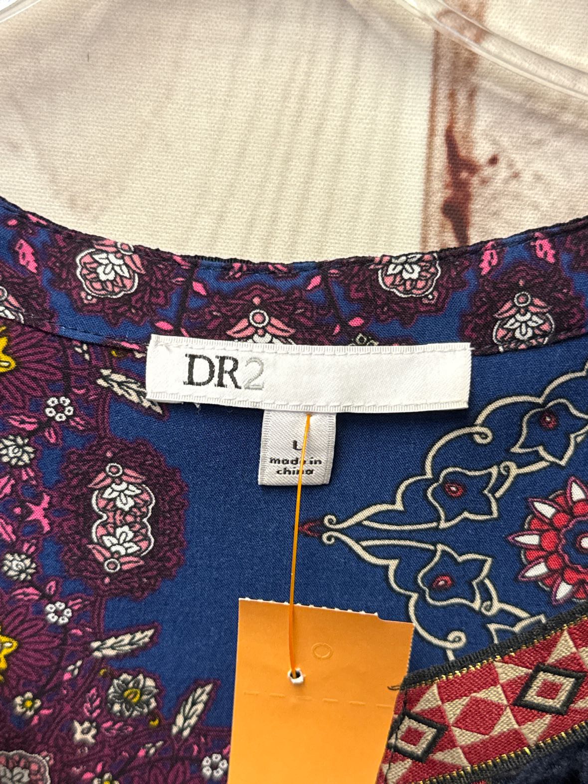 Dr2 Women's Size L Blue & Purple Floral Long Sleeve Top