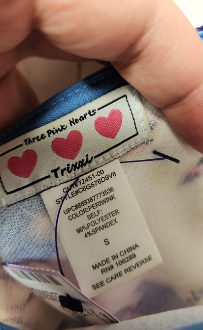 Three pink hearts Women's Size S Blue Floral Dress