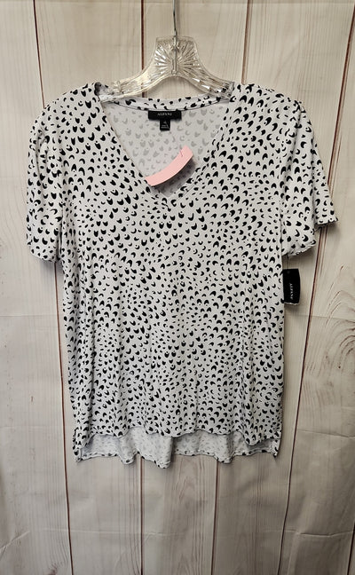 NWT Alfani Women's Size XS White & Black Short Sleeve Top