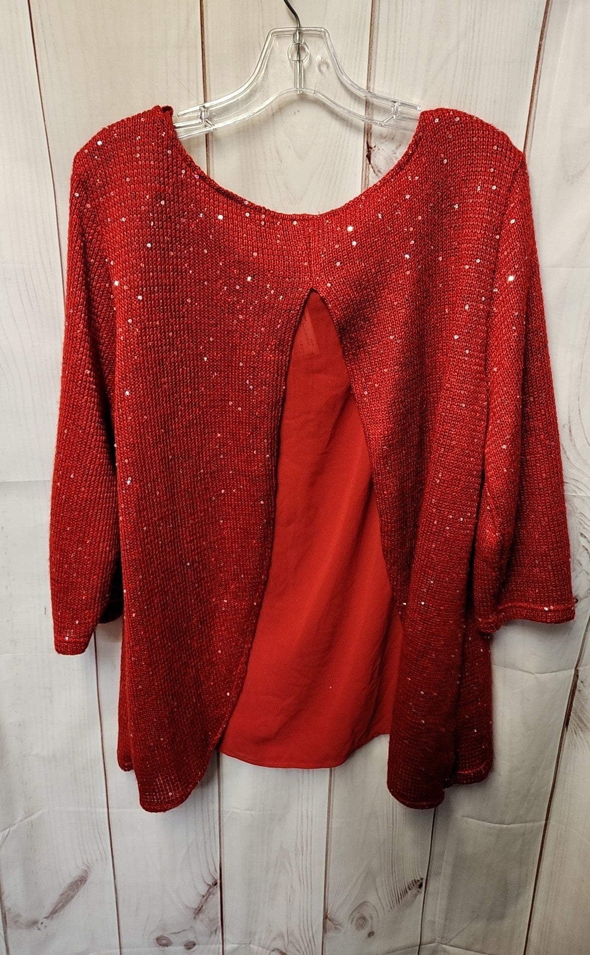 Simply Noelle Women's Size L/XL Red Sequined Sweater