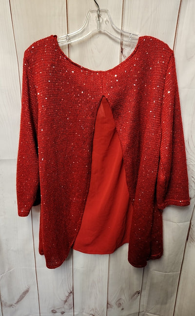 Simply Noelle Women's Size L/XL Red Sequined Sweater