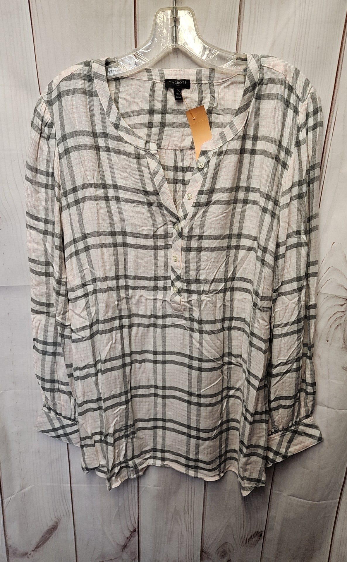 Talbots Women's Size 2X Gray & Pink Long Sleeve Top