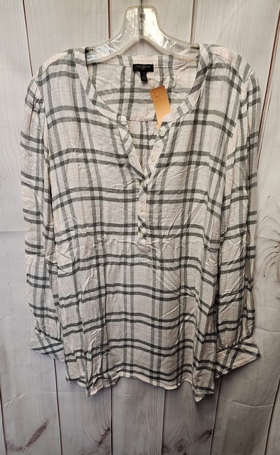 Talbots Women's Size 2X Gray & Pink Long Sleeve Top