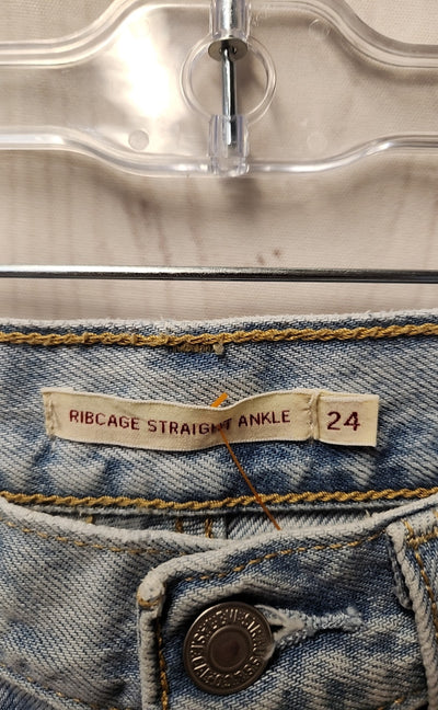 Levis Women's Size 24 (00) Blue Ribcage Straight Ankle Jeans