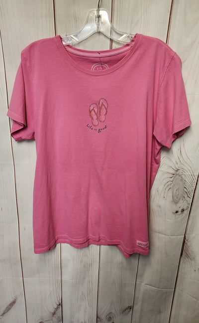 Life Is Good Women's Size L Pink Short Sleeve Top