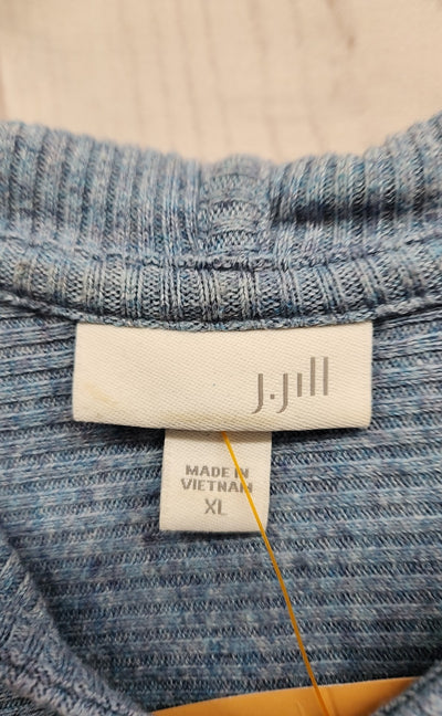J Jill Women's Size XL Blue Hooded Long Sleeve Top