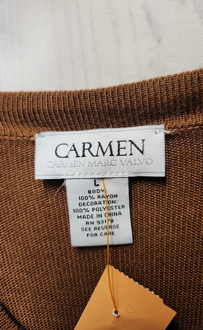 Carmen Marc Valvo Women's Size L Tan Sweater