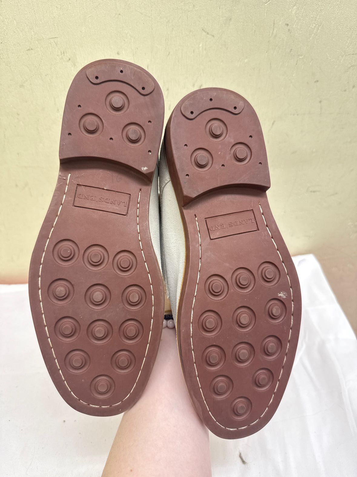 Lands End Men's Size 9 Taupe Suede Shoes
